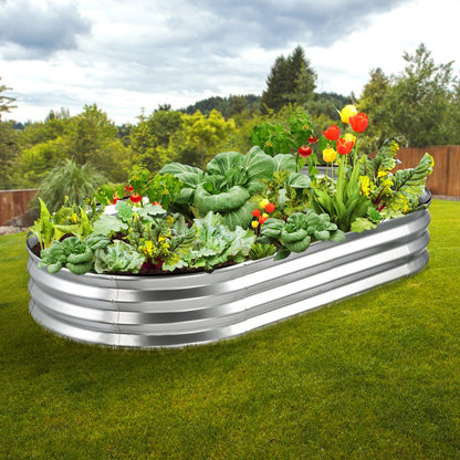 010958184238 - Spacious 71.9" Metal Raised Garden Bed for Flowers & Vegetables