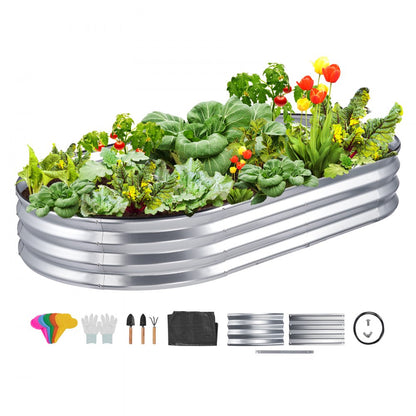 010958184238 - Spacious 71.9" Metal Raised Garden Bed for Flowers & Vegetables