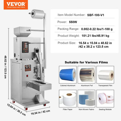SBF-100-V1 - Versatile Automatic 1-100g Particle Packaging Machine for Various Materials