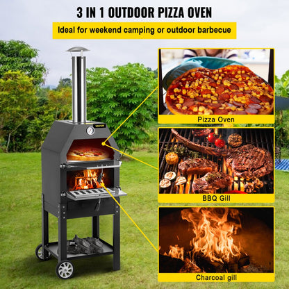 JY-MY-PSL-12 - 12" Wood-Fired Pizza Oven, 932°F, Lightweight & Portable