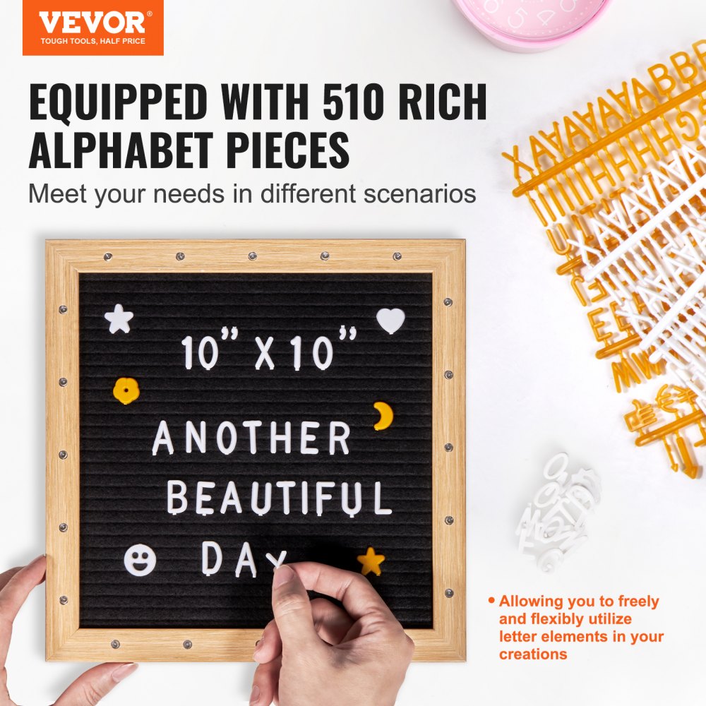 zoe-B0018B - 10" LED Black Felt Letter Board for Messages