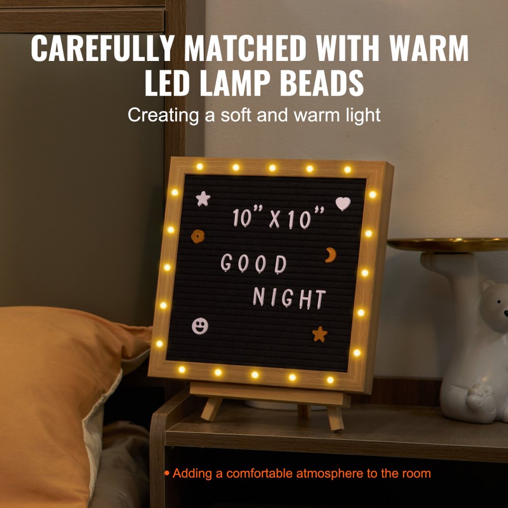 zoe-B0018B - 10" LED Black Felt Letter Board for Messages