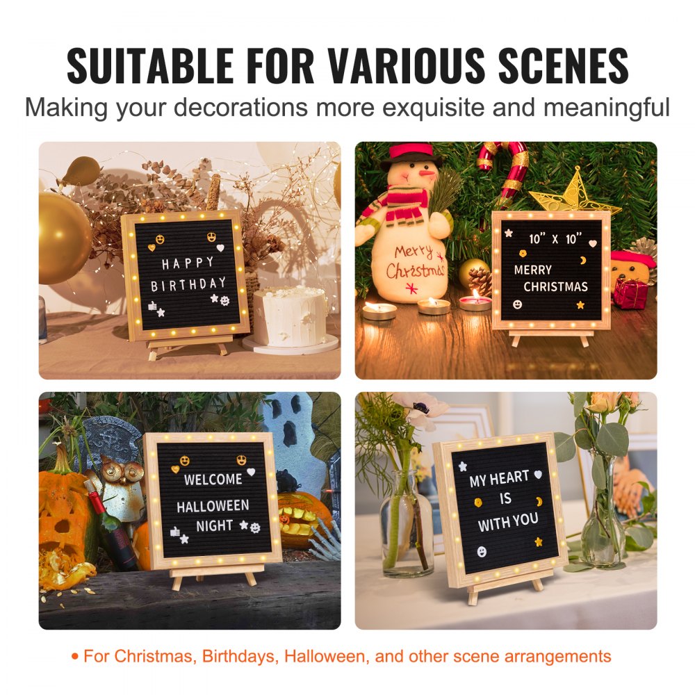 zoe-B0018B - 10" LED Black Felt Letter Board for Messages