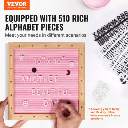 zoe-B0018P - 10" Pink Felt Letter Board with 510 Letters for Announcements