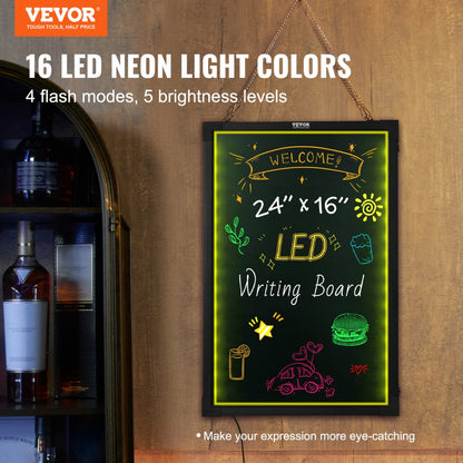 A46 Wall-mounted 4060 - Vibrant 24"x16" LED Message Board for Menus