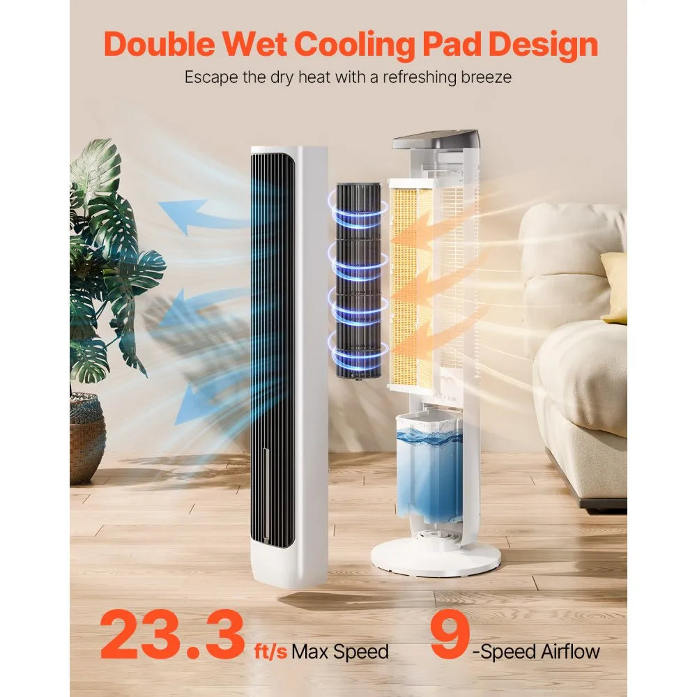 FKT007R - 40" Tower Fan with 4L Water Tank & 70° Oscillation