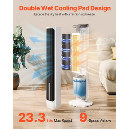FKT007R - 40" Tower Fan with 4L Water Tank & 70° Oscillation