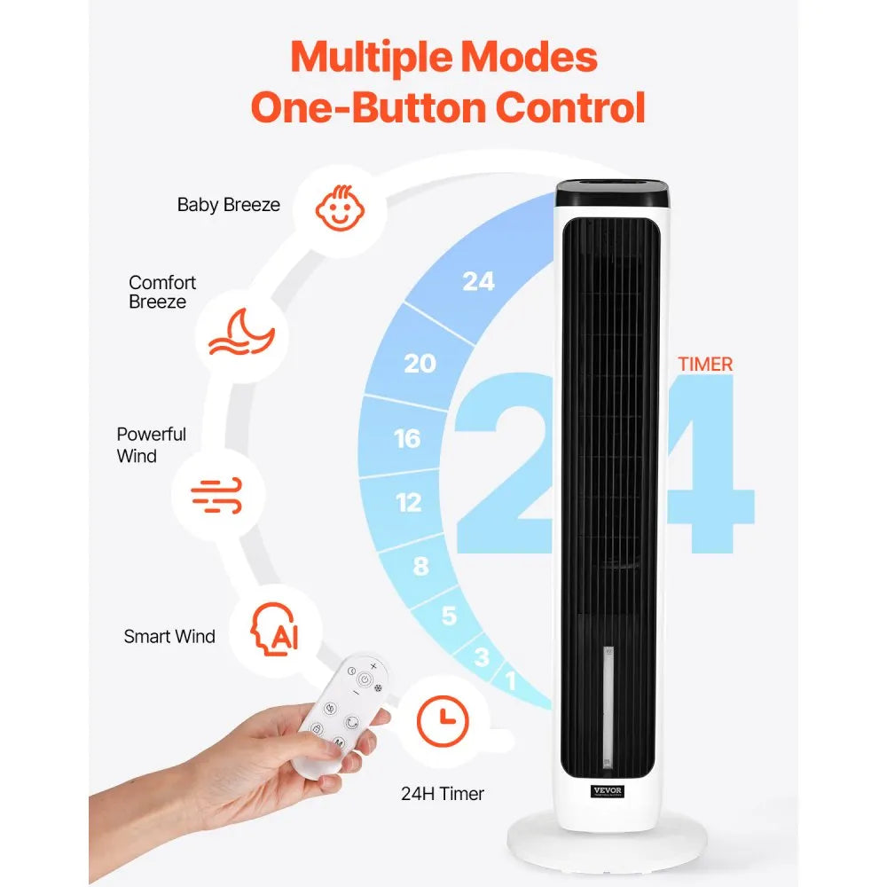 FKT007R - 40" Tower Fan with 4L Water Tank & 70° Oscillation