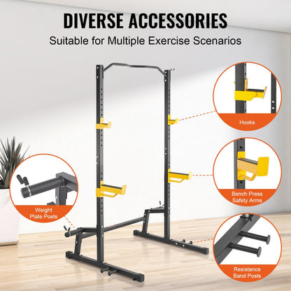 KLY-001 - Compact VEVOR Squat Rack - 62"x42"x81", 440lbs Capacity
