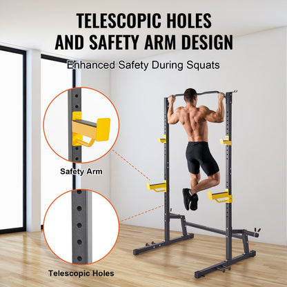 KLY-001 - Compact VEVOR Squat Rack - 62"x42"x81", 440lbs Capacity