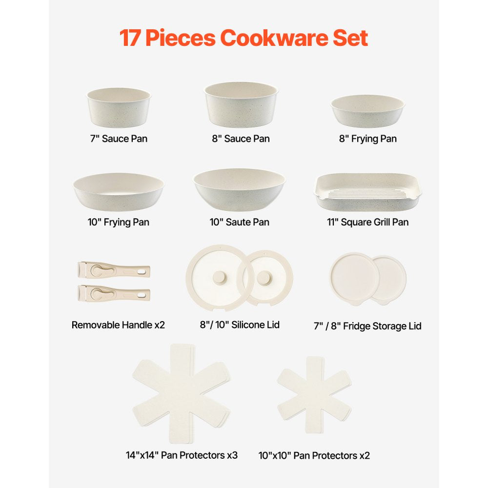 SS-LY-01 - 17-Piece Nonstick Kitchen Cookware Set for Versatile Cooking