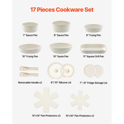 SS-LY-01 - 17-Piece Nonstick Kitchen Cookware Set for Versatile Cooking