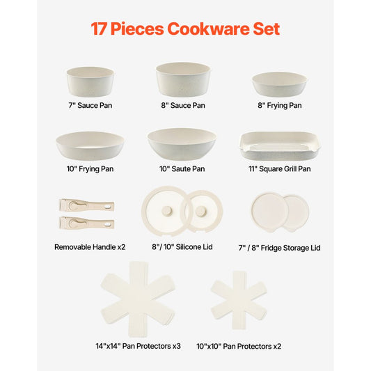 SS-LY-01 - 17-Piece Nonstick Kitchen Cookware Set for Versatile Cooking