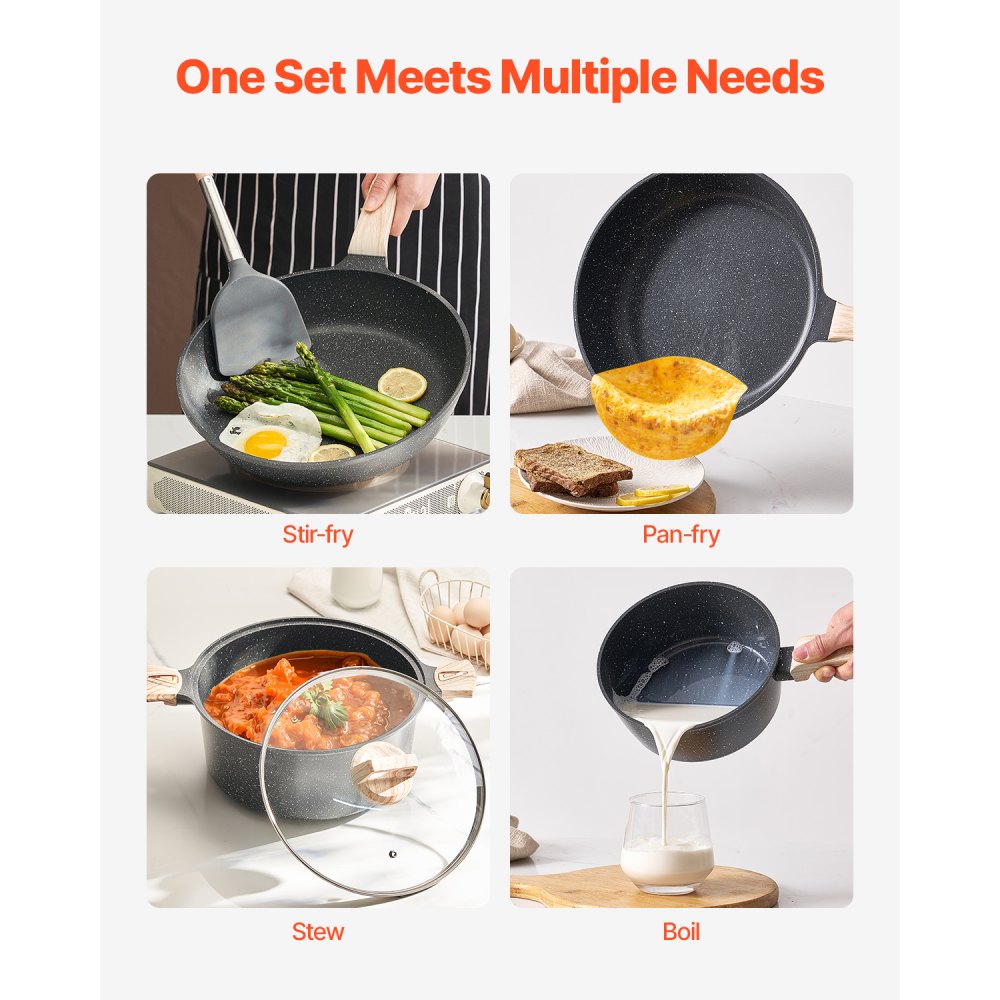 SS-LY-07 - 19-Piece Nonstick Granite Cookware Set for All Stovetops