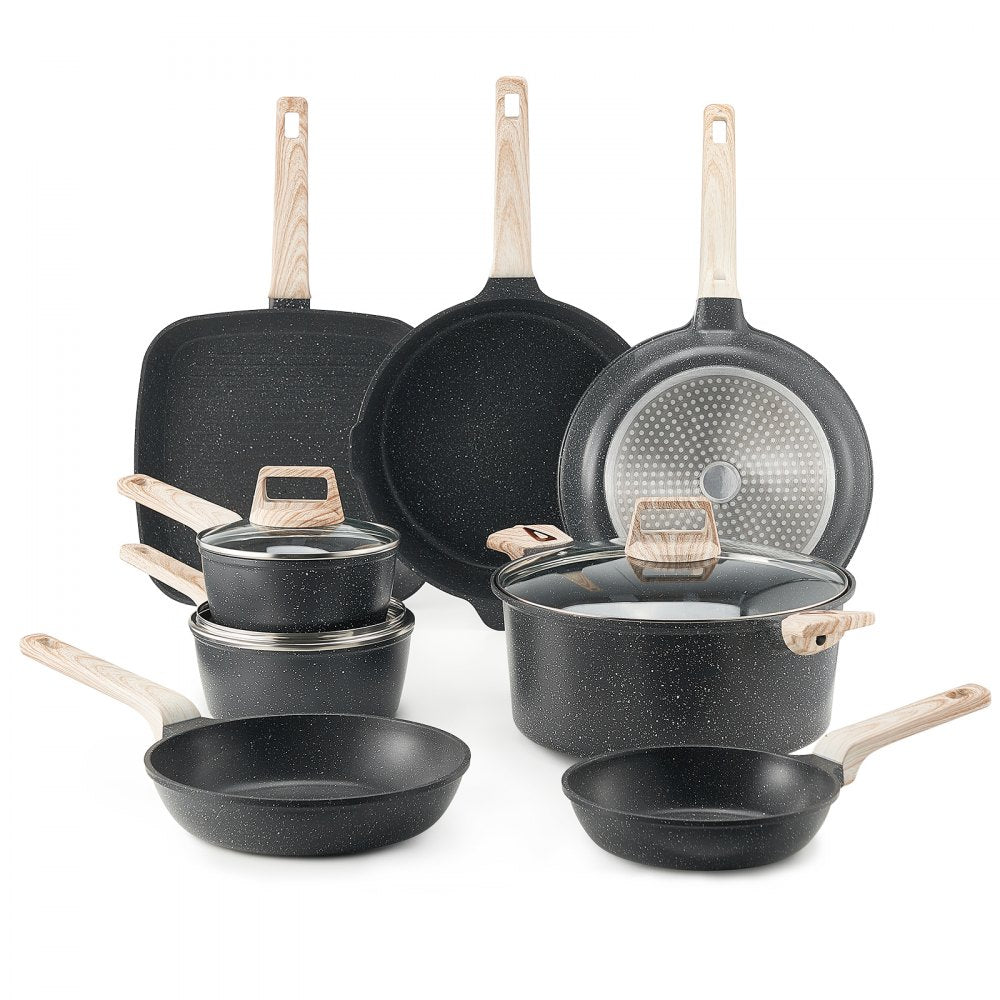 SS-LY-07 - 19-Piece Nonstick Granite Cookware Set for All Stovetops