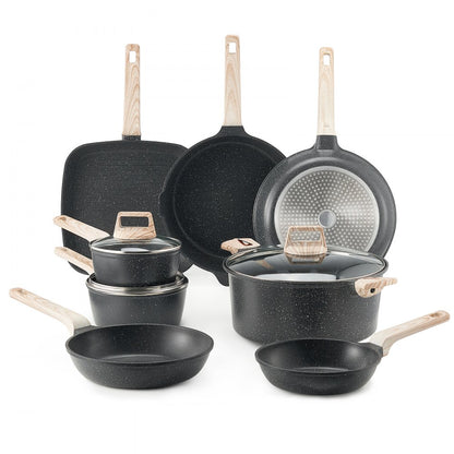 SS-LY-07 - 19-Piece Nonstick Granite Cookware Set for All Stovetops