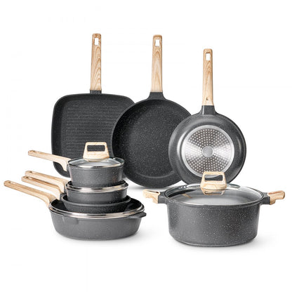 SS-LY-07 - 19-Piece Nonstick Granite Cookware Set for All Stovetops