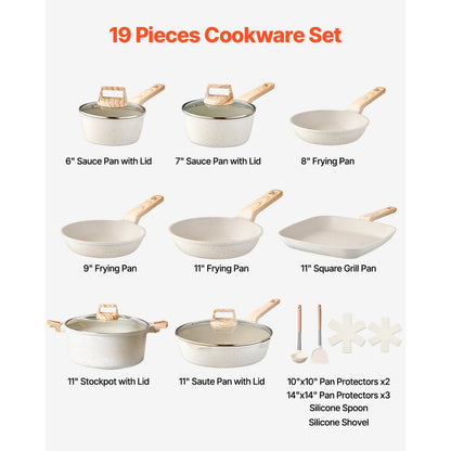 SS-LY-06 - 19-Piece Granite Nonstick Cookware Set for Versatile Cooking