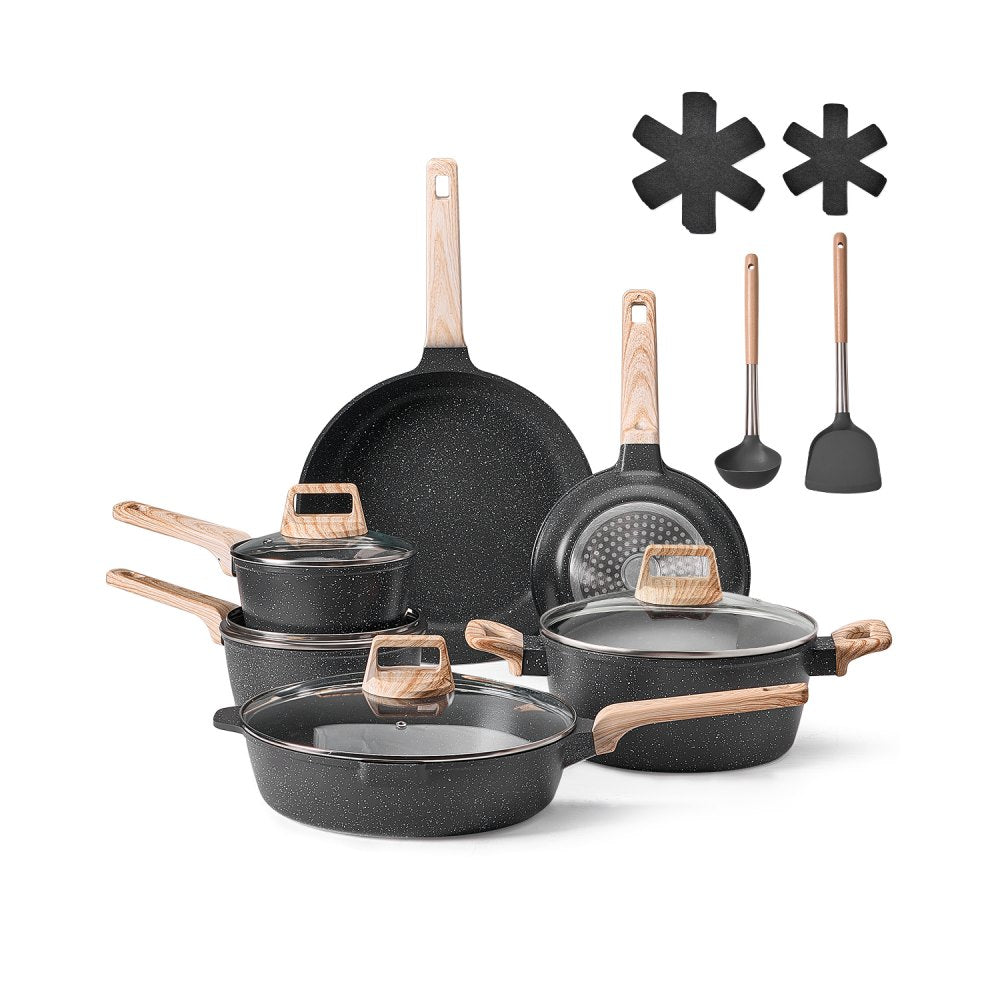 SS-LY-05 - 17-Piece Nonstick Cookware Set with Maifan Stone Finish