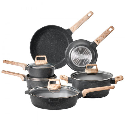 SS-LY-05 - 17-Piece Nonstick Cookware Set with Maifan Stone Finish
