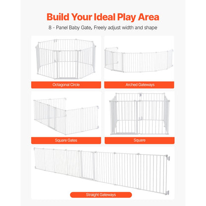 YFB1001W - 8-Panel Foldable Baby Gate, 192in x 28in, Secure Access