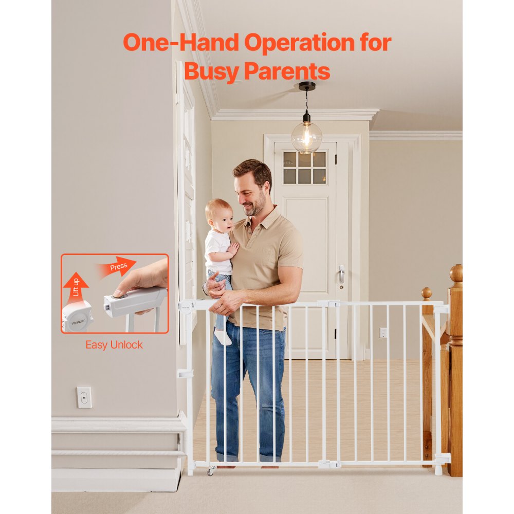 YFB1005W - 29.5-43 in Double-Lock Baby Gate with 180° Opening