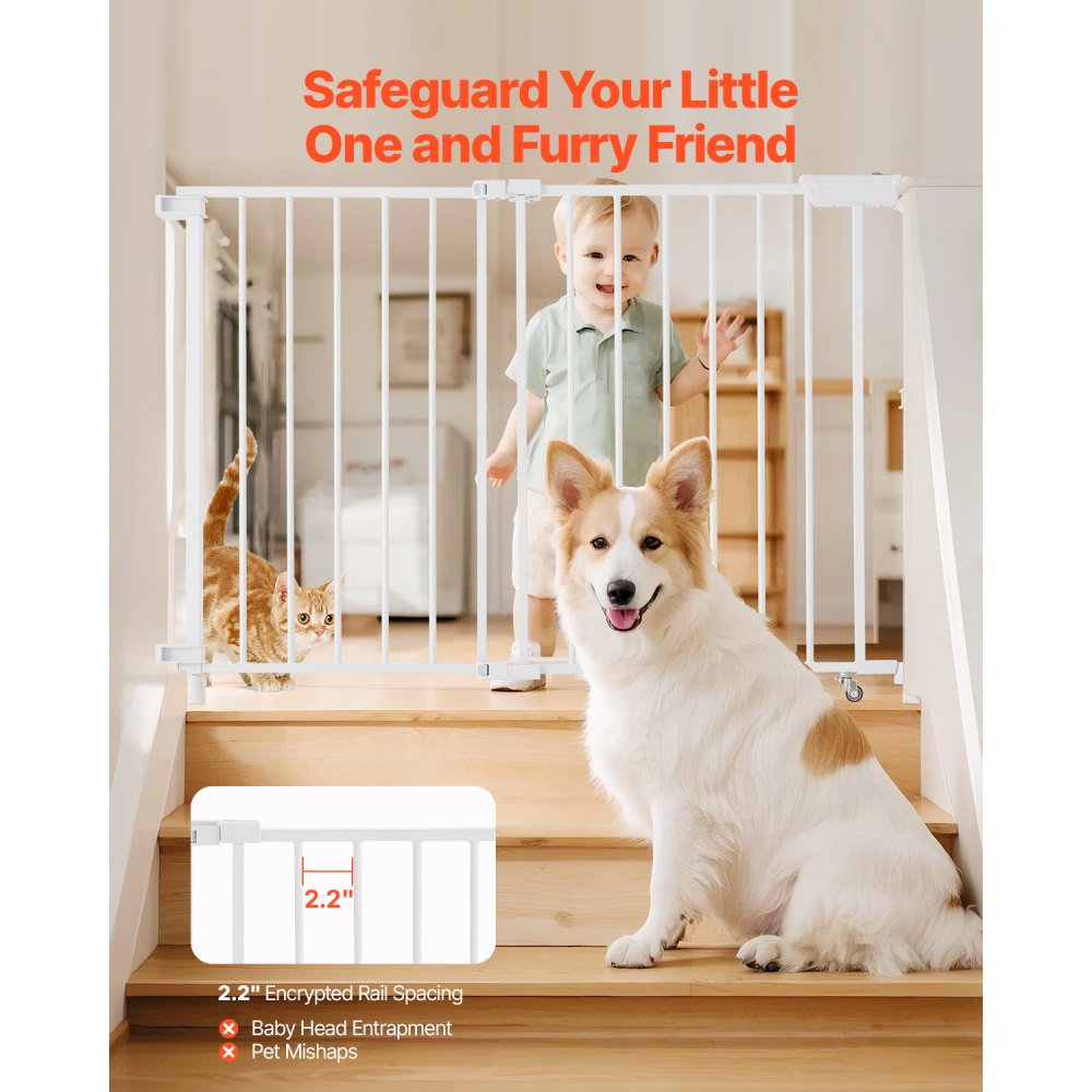YFB1005W - 29.5-43 in Double-Lock Baby Gate with 180° Opening