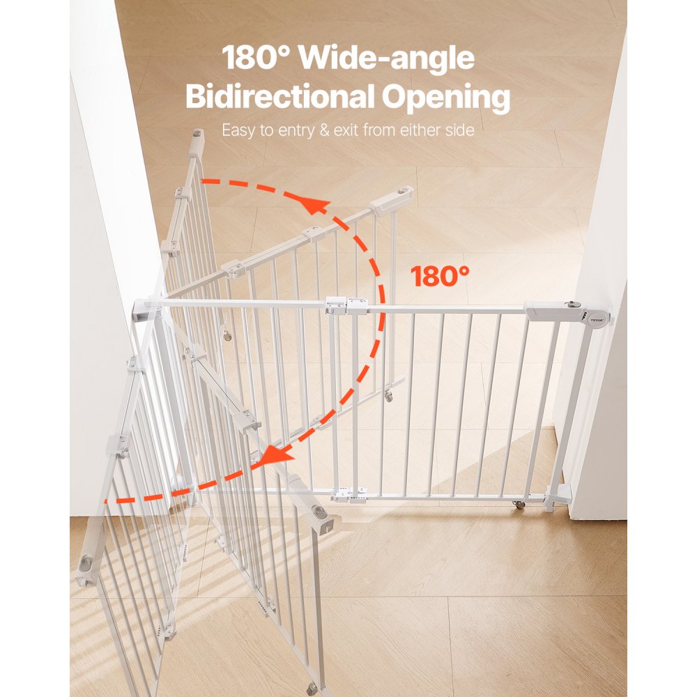 YFB1005W - 29.5-43 in Double-Lock Baby Gate with 180° Opening