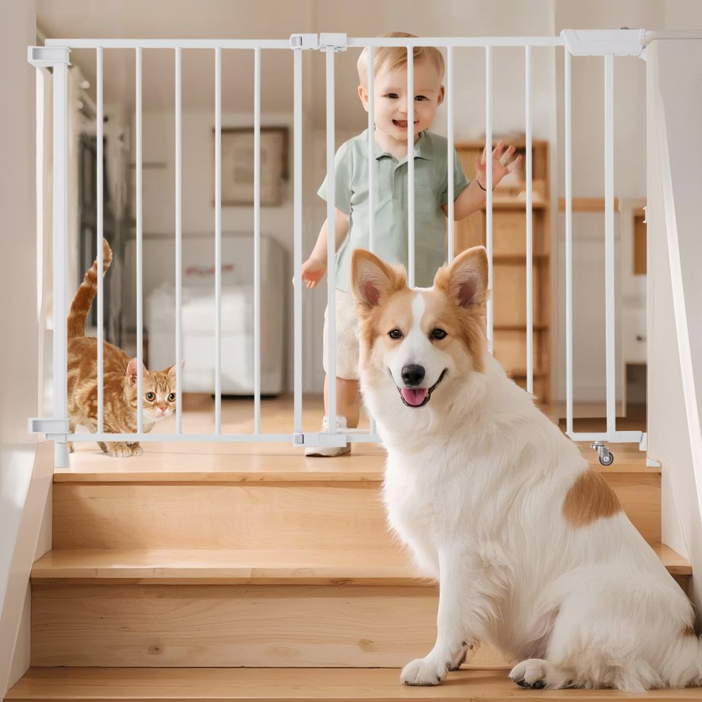 YFB1005W - 29.5-43 in Double-Lock Baby Gate with 180° Opening