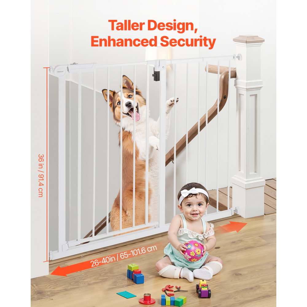YFB1003W - 36" Tall Pressure-Mount Baby Gate, 26-40" Wide