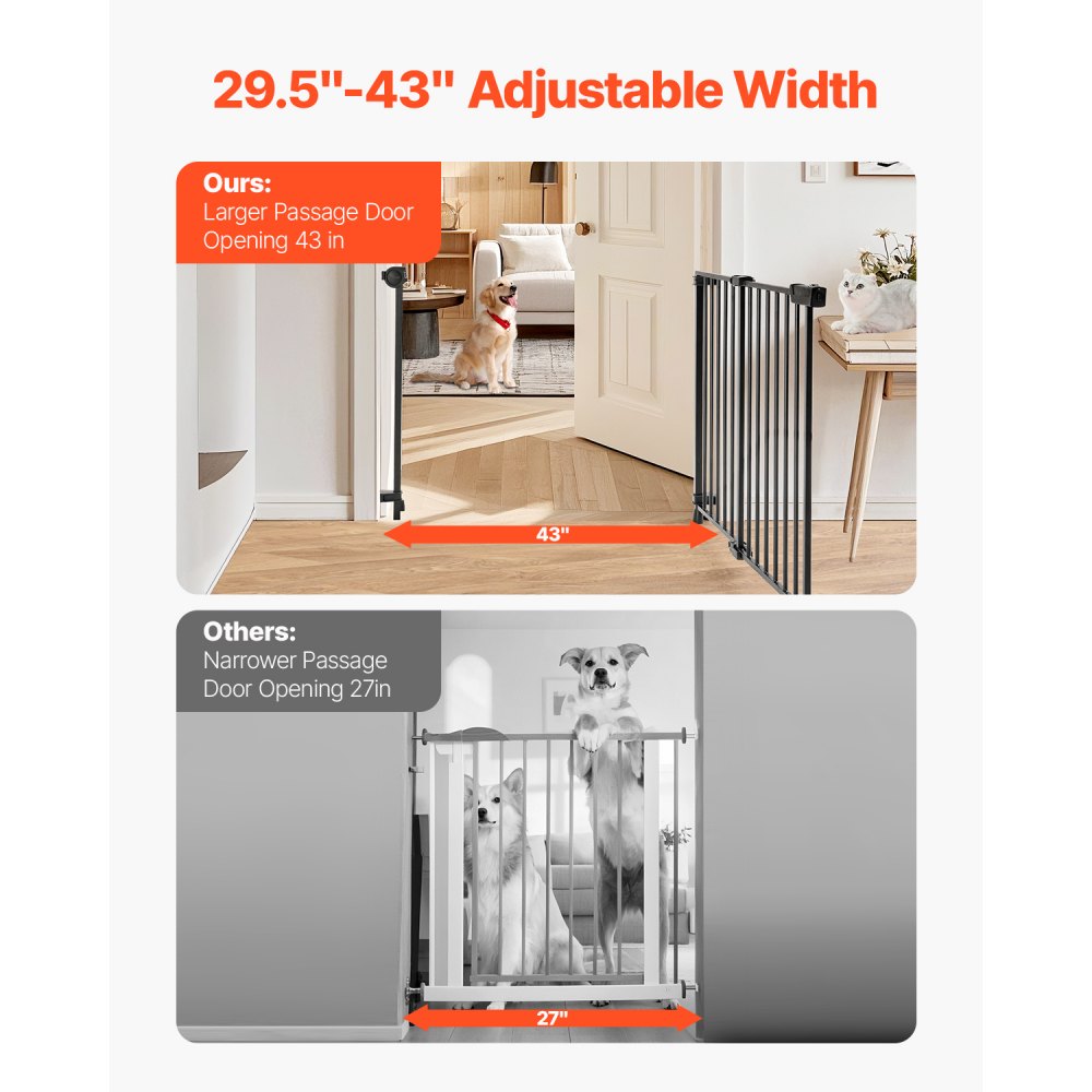 YFB1005B - 29.5-43 in Wide Baby Gate with Double Lock & 180° Access