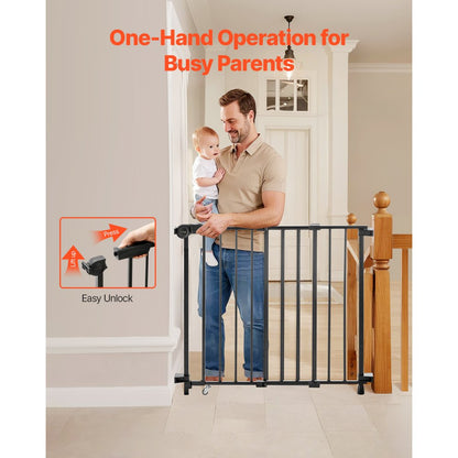 YFB1005B - 29.5-43 in Wide Baby Gate with Double Lock & 180° Access
