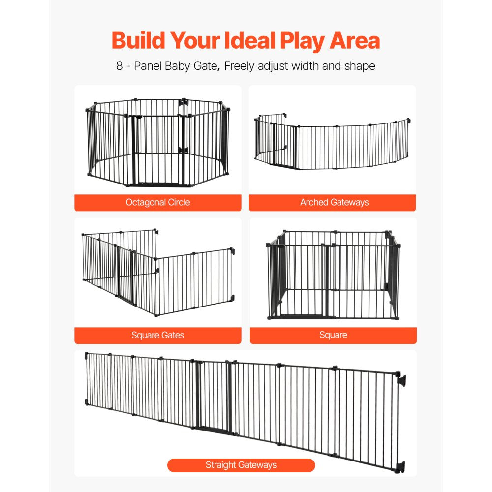 YFB1001B - 8-Panel 28" High Extra-Wide Baby Gate in Black