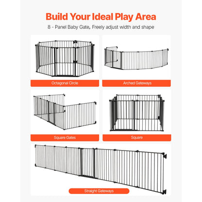 YFB1001B - 8-Panel 28" High Extra-Wide Baby Gate in Black