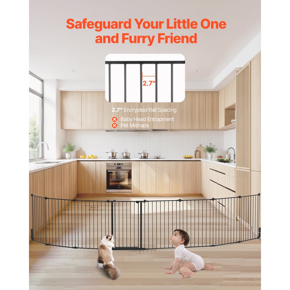 YFB1001B - 8-Panel 28" High Extra-Wide Baby Gate in Black