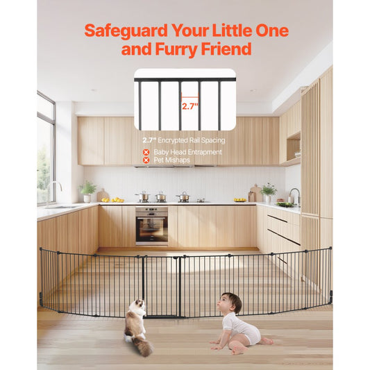 YFB1001B - 8-Panel 28" High Extra-Wide Baby Gate in Black