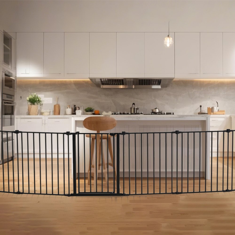 YFB1001B - 8-Panel 28" High Extra-Wide Baby Gate in Black
