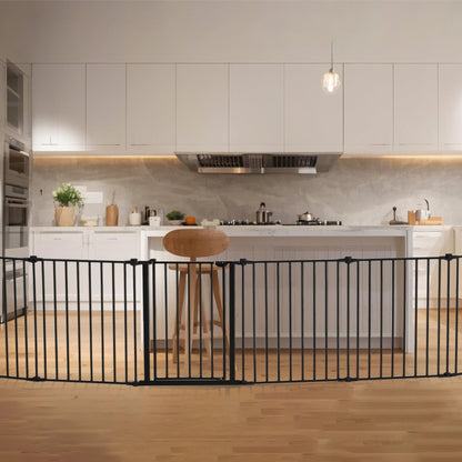 YFB1001B - 8-Panel 28" High Extra-Wide Baby Gate in Black