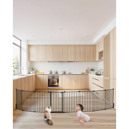 YFB1001B - 8-Panel 28" High Extra-Wide Baby Gate in Black