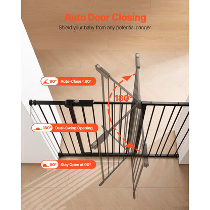 YFB1004B - 36” High Adjustable Baby Gate, 26-48” Wide, Auto-Close
