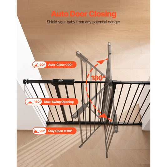 YFB1004B - 36” High Adjustable Baby Gate, 26-48” Wide, Auto-Close