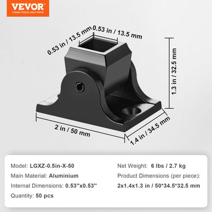 LGXZ-0.5in-X-50 - Durable Aluminum Baluster Shoes for 1/2" Railings