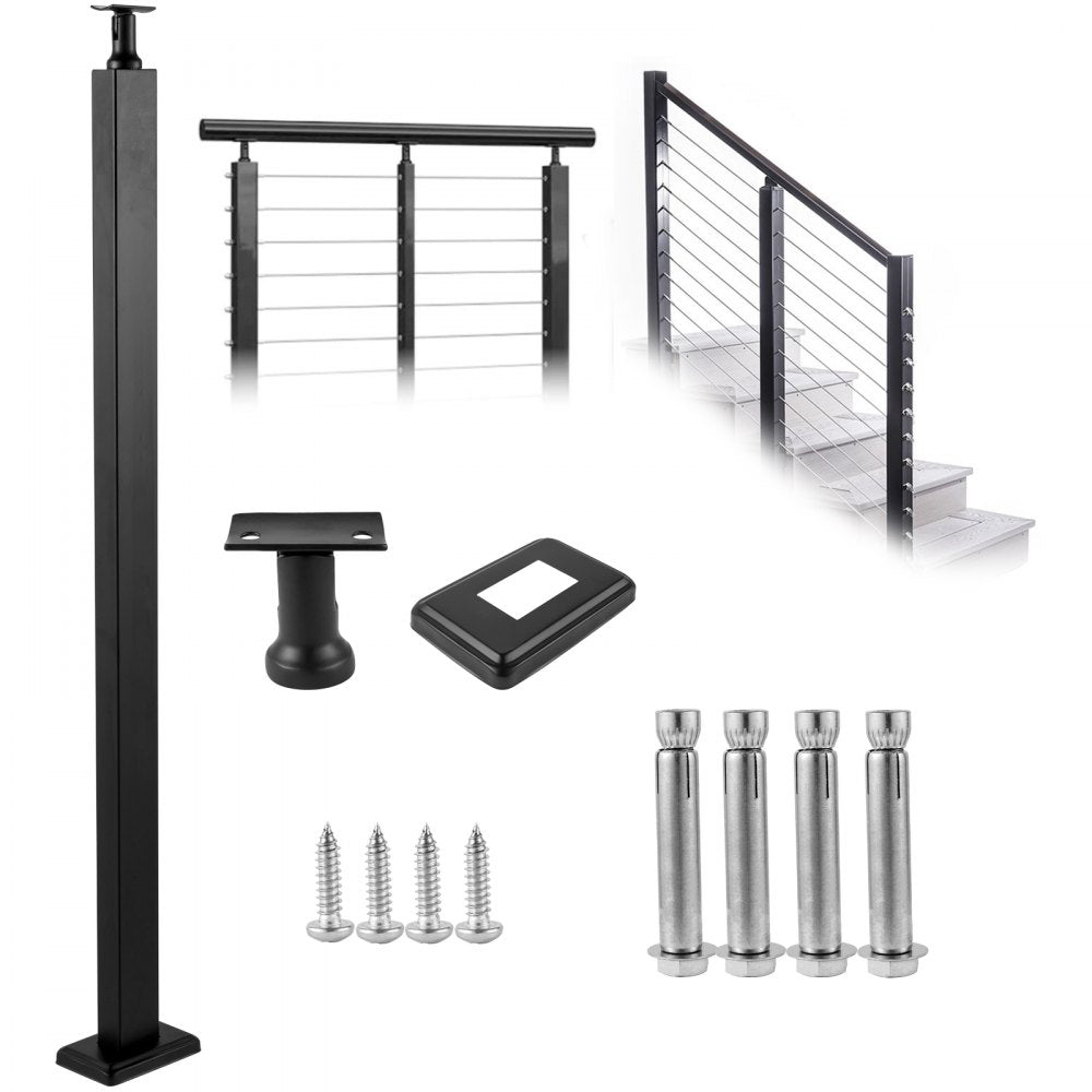VV-106.7x2.5x5-LGZWK - 42" Adjustable Stainless Steel Cable Railing Post
