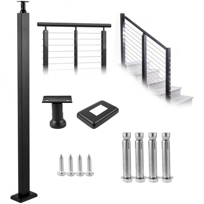 VV-106.7x2.5x5-LGZWK - 42" Adjustable Stainless Steel Cable Railing Post