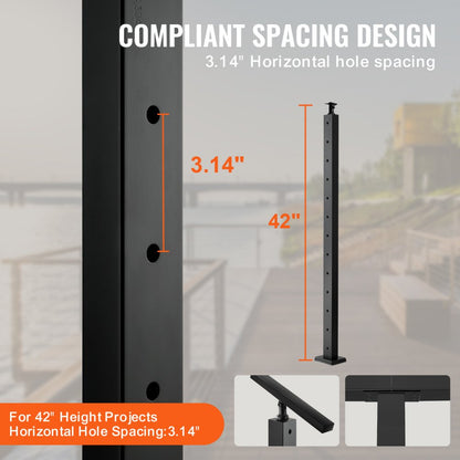 VV-106.7x2.5x5-LGZYK - 42" Stainless Steel Cable Railing Post with Adjustable Bracket