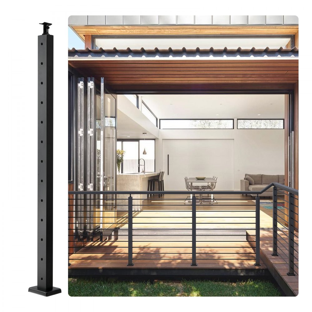 VV-106.7x2.5x5-LGZYK - 42" Stainless Steel Cable Railing Post with Adjustable Bracket