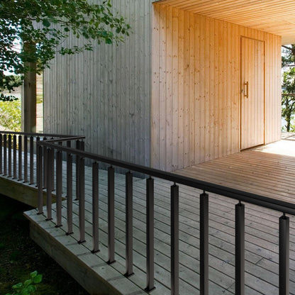 HR-019 - 42" Stainless Steel Cable Rail Post, Holeless Design, Outdoor Use