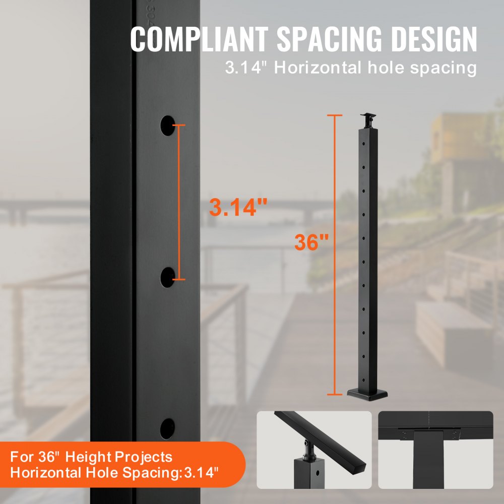 VV-91.4x2.5x5-LGZYK - 36" Stainless Steel Adjustable Cable Railing Post