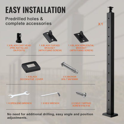 VV-91.4x2.5x5-LGZYK - 36" Stainless Steel Adjustable Cable Railing Post