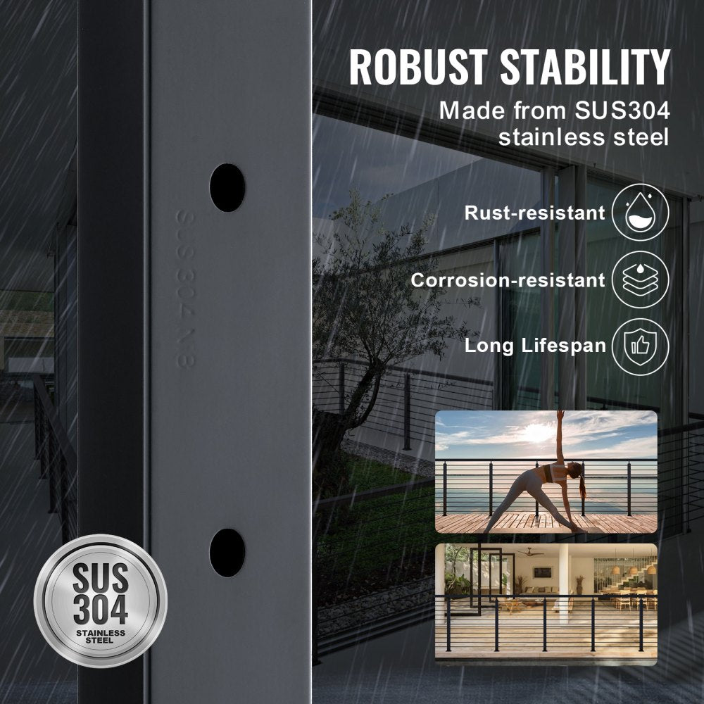 VV-106.7x5x5-LGZYK - 42" Stainless Steel Cable Railing Post with Adjustable Bracket